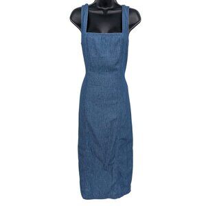 Old Navy Chambray Midi Dress Women Size S Smocked Coastal Cottagecore Romantic